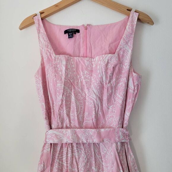 Chaps Pink Paisley Sleeveless Fit & Flare Midi Dress Size 6 - Picture 5 of 8